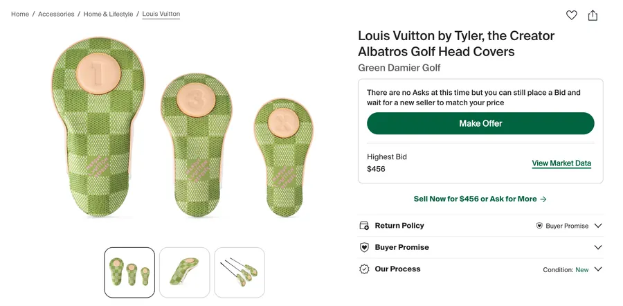 Louis Vuitton x Tyler the Creator Albatros green Damier golf headcover set on StockX