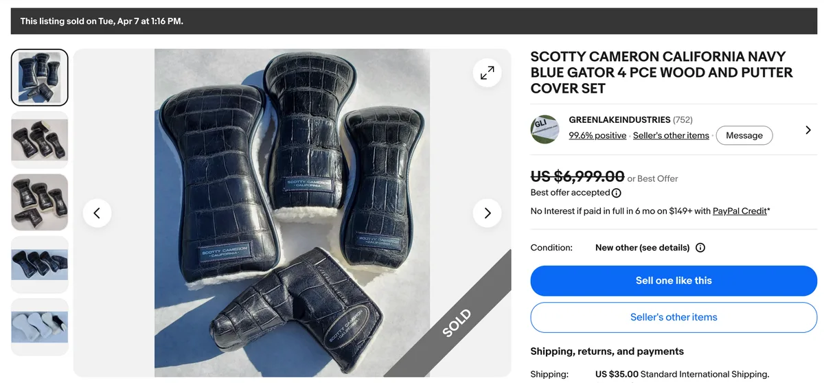 Scotty Cameron California navy gator four-piece headcover set