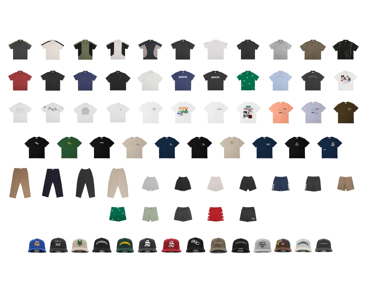 Students Golf Summer 2026 apparel lookbook grid