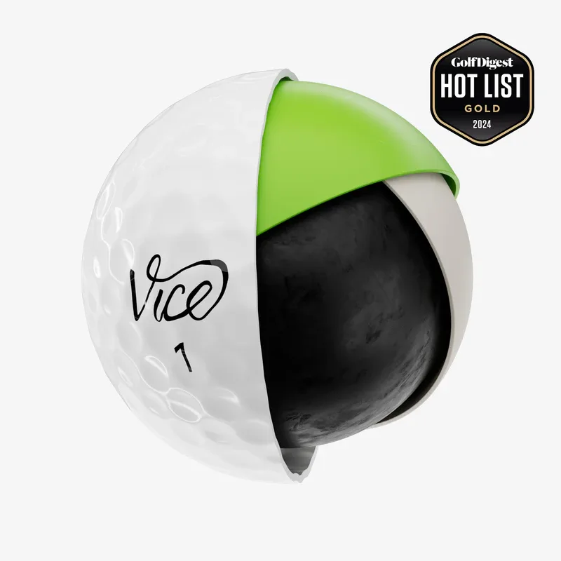 Vice Pro Plus four-layer construction cutaway: core, outer mantle, inner mantle, cast urethane cover